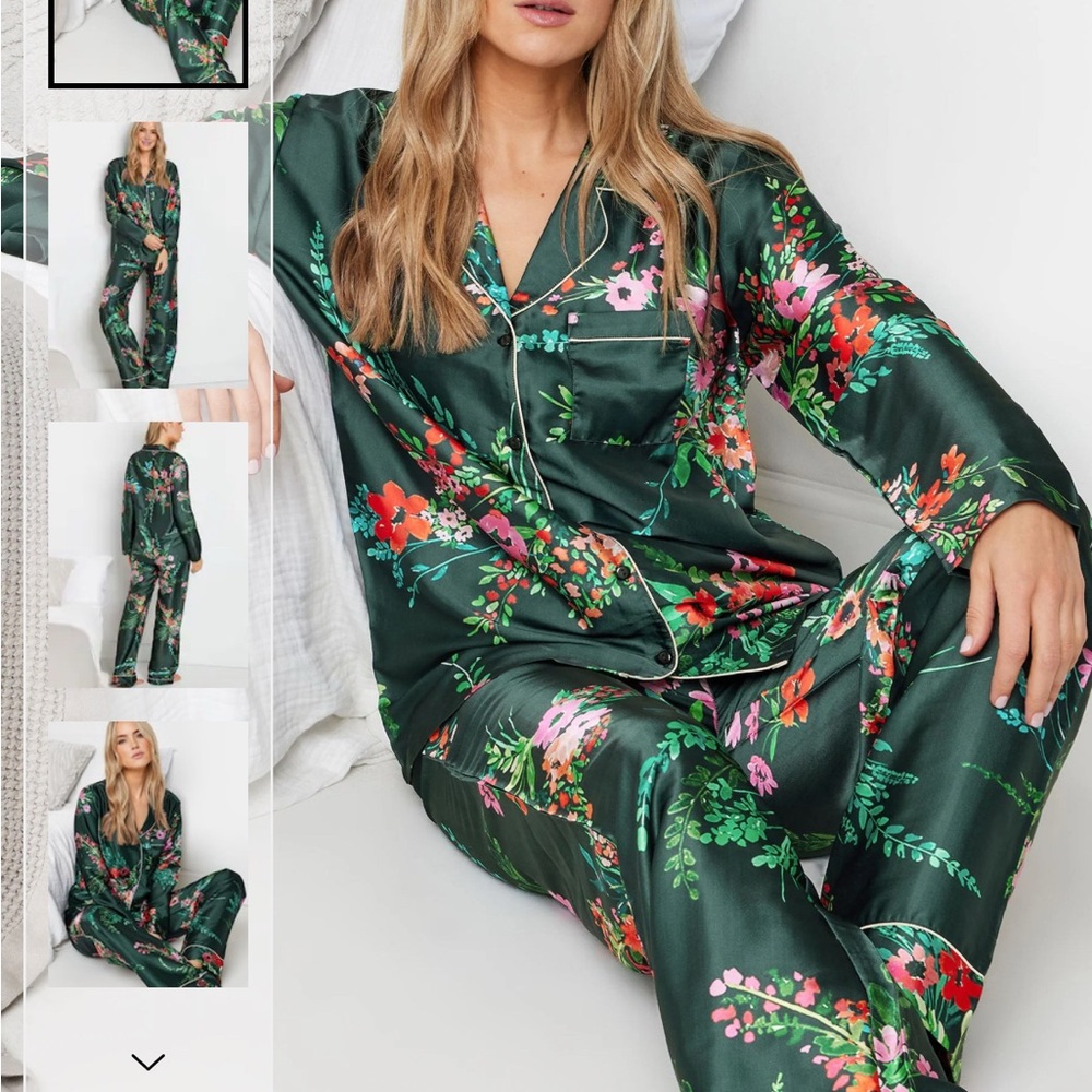 Floral Satin Pajama Set Long Tall Sally London